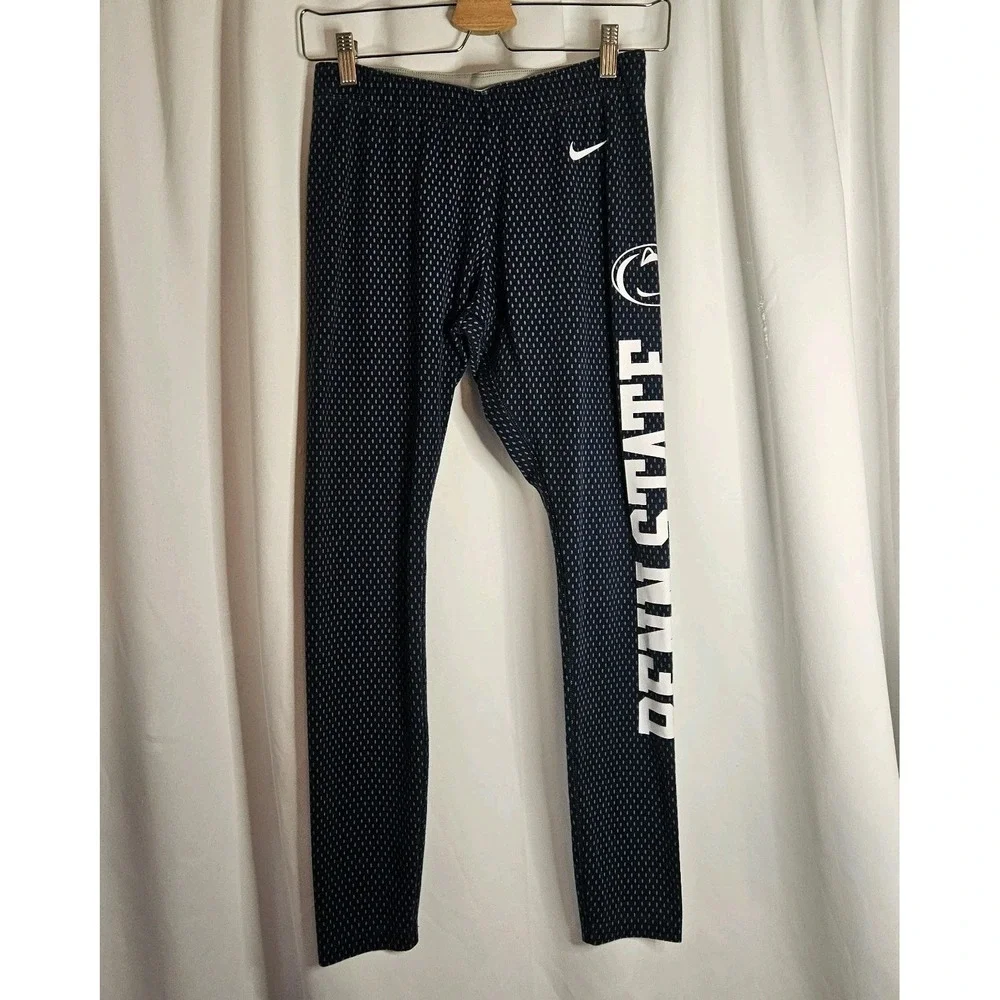 Nike Penn State Nittany Lions Women Navy Blue Dotted‎ Athletic Leggings PSU
